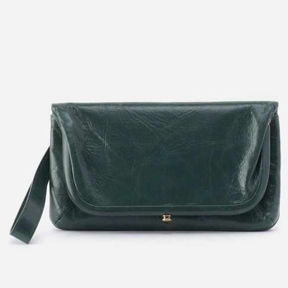 HOBO LAUREN CLUTCH LEATHER WRISTLET WALLET Sage Henna Luxury Leather, NWT - Picture 5 of 15